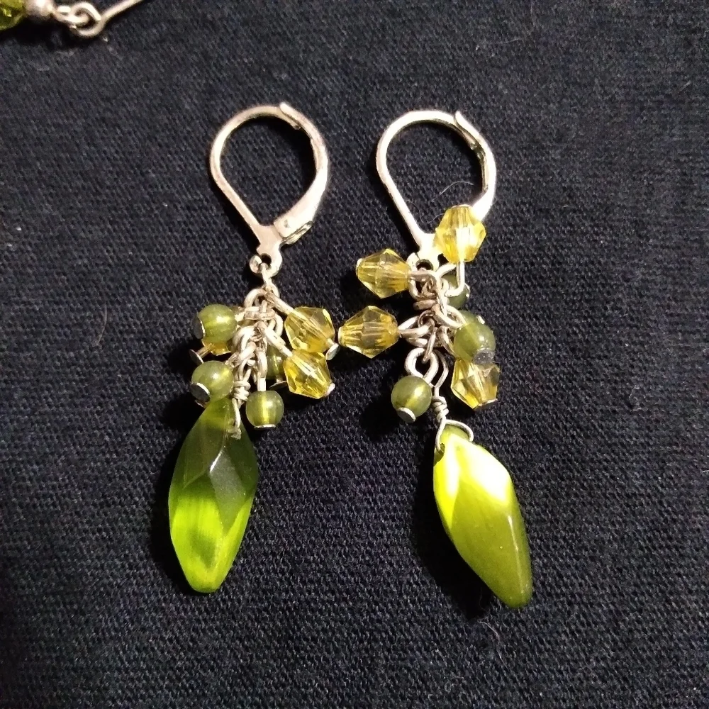 Lot of 9 pairs blue/green earrings